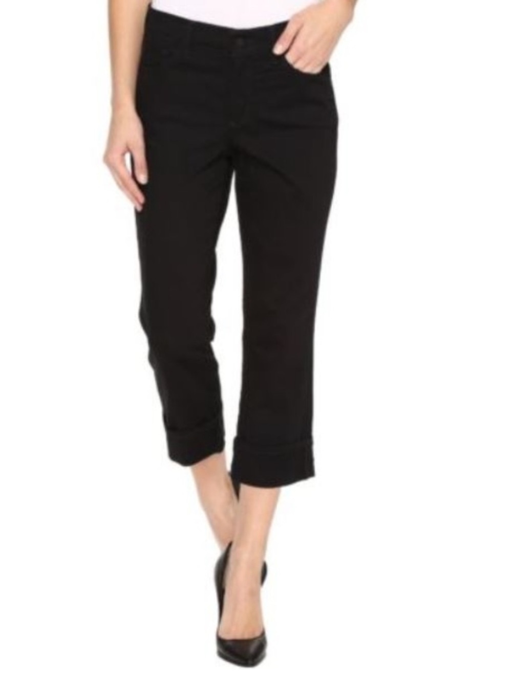NWOT NYDJ Black Dayla Wide Cuff Straight-Leg Capris